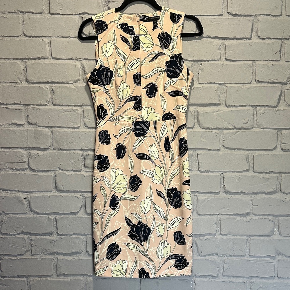 NWOT Floral Sleeveless Dress - Black and Cream size 2P - Picture 1 of 11